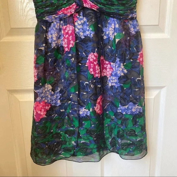 ANNA SUI Blurred Hydrangea Dress Watercolor Floral Size 2 Sleeveless Mini Black - Picture 5 of 8